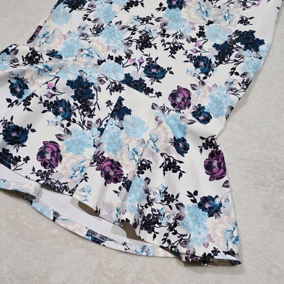 ASOS ✦ Floral Fishtail Midi Dress ✦ V-Neck Sleeveless Cream Blue Size 4 NWOT - Picture 7 of 16